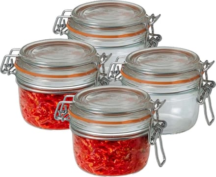 Le Parfait Weckpot - 4x - glas - transparant - 7 x 7 cm - 125 ml - voorraadpot
