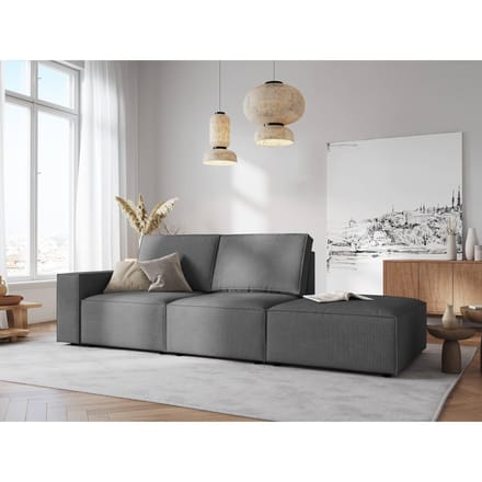 Modulair 3-zitselement Carlo rechts ribstof | Milo Casa