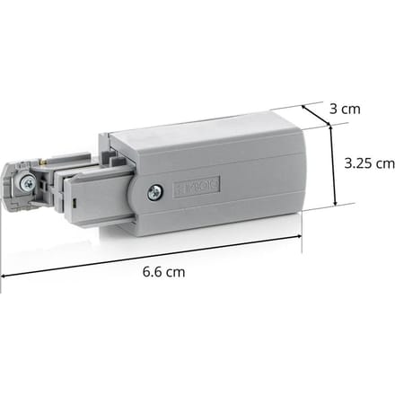 GLOBAL Eindvoeding rechts voor stroomrail Noa grijs