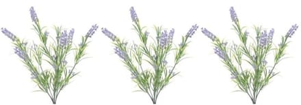 Lavendel kunstplant bundeltje - 3x - bosje - paars - 44 cm -