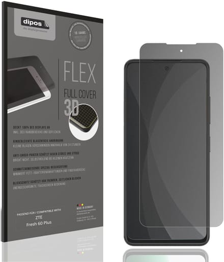 dipos FLEX – Matte Privacy Screenprotector geschikt voor ZTE Fresh 60 Plus | Volledige Schermbescherming | Case-Friendly