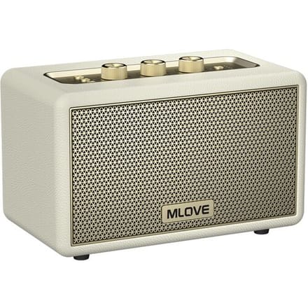 Mlove A200 Draagbare Bluetooth-luidspreker draadloos Bluetooth 5.3 speaker 24 uur afspeeltijd, Elegante Retro Bluetooth-luidspreker - Wit