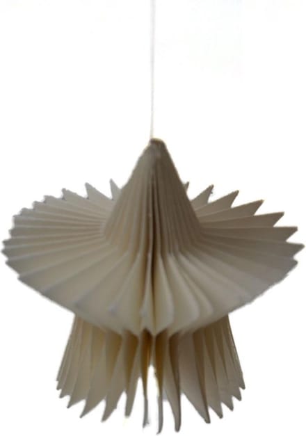 set van 2 - kersthanger - papieren ster honeycomb - ivoor - 7,5 cm - fairtrade