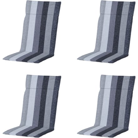 Madison - Tuinstoelkussen Hoge Rug Victoria grey - Ca. 120x50 cm - Set van 4