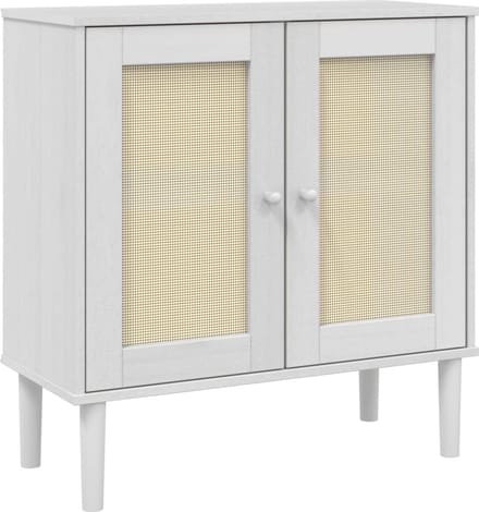 vidaXL - Dressoir - SENJA - 80x35x80 - cm - rattan - look - massief - grenenhout - wit