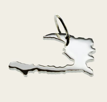 Zilveren Landkaart Haïti ketting hanger