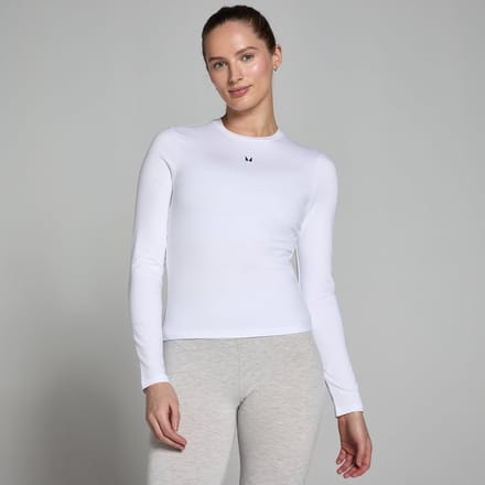 MP Basics T-shirt met nauwsluitende pasvorm en lange mouwen voor dames - Wit - S