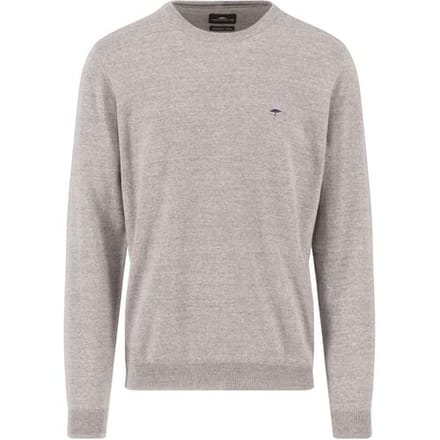 Fynch-Hatton Trui Supersoft Touch O-Neck Cotton Wool Blend Light Taupe / male