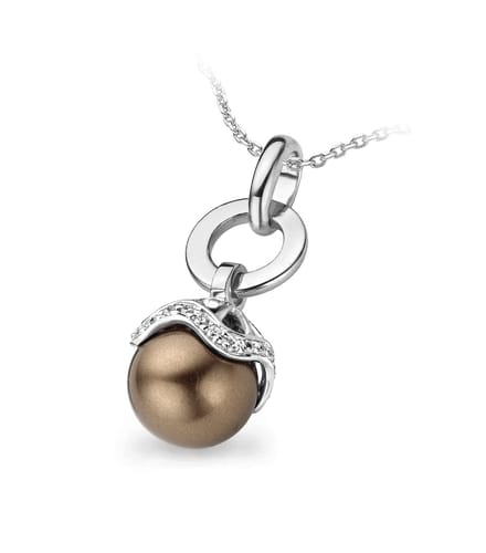 Orphelia Hanger + Ketting Bronze Shell Pearl Zirconium ZH-4678