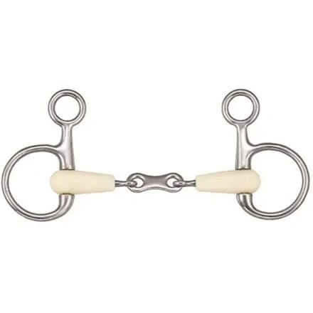 Dubbelgebroken paardenbit + koppeling Soyo Happy mouth
