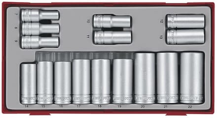 Doppenset diep TT1 tray 3/8" 7-22mm 16 delig 6 kant Teng Tools