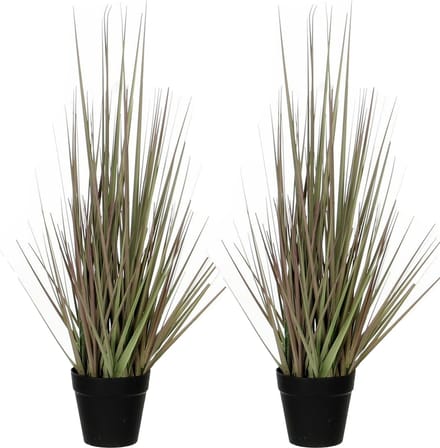 Mica Decorations - 2 st - gras kunstplant - groen/paars - H53 x D30 cm