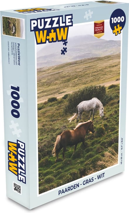 Puzzel Paarden - Gras - Wit - Legpuzzel - Puzzel 1000 stukjes volwassenen
