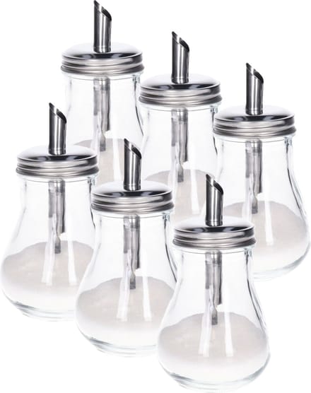Alessandro Suikerpot - 6x - glas/rvs metaal - transparant/zilver - 7 x 14 cm - luxe uitvoering