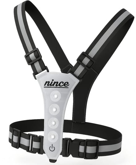 Nince Hardloop Verlichting - LED Hardloopvest USB Oplaadbaar - Reflecterend Veiligheidsvest One Size - Grijs