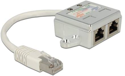 Delock RJ45 Netwerk Adapter CAT 5 [1x RJ45-stekker - 2x RJ45-bus] 15.00 cm Wit