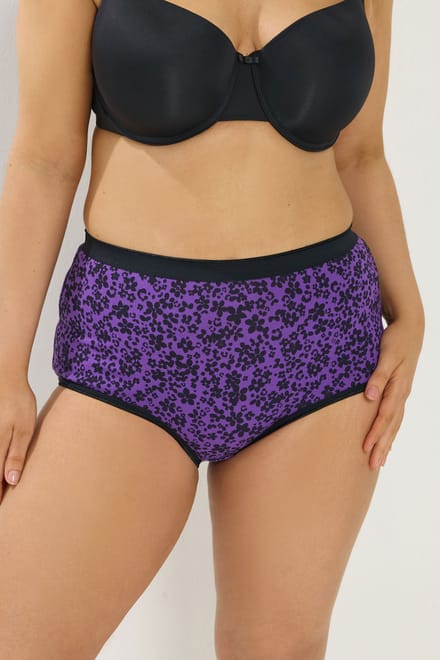 Yours 5 Pack Paarse Slips Met Volledige Dekking Met Bloemenprint Size 46-48