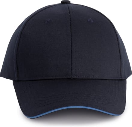 WK. Designed To Work Contrasterende sandwichpet 6 panelen Oeko-Tex WKP145 - Navy / Light Royal Blue - One size