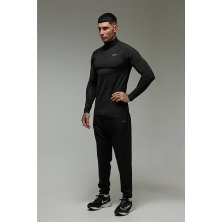 Tall Men's Active Regular Fit Quarter Zip en Jogger Trainingspak | Black | Size Medium
