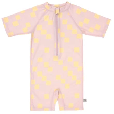 Lässig Checkerboard UV Pakje Korte Mouw - Maat 86 - Pale Pink/Yellow