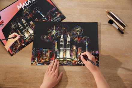 Scratch Art  Malaysia - 410 x 287 mm - Kras tekeningen - Scratch painting