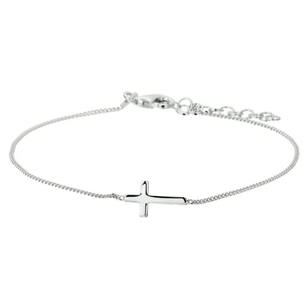 Glams armband kruis 1,0 mm 17 + 3 cm - Zilver