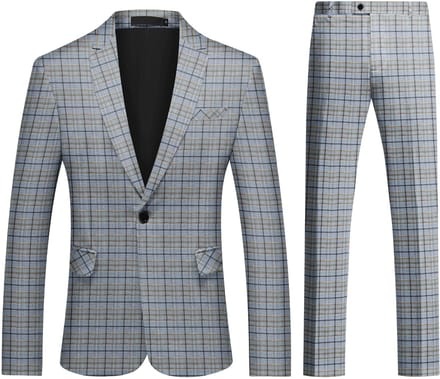 ALLTHEMEN Heren Pak Print - Enkel Knops Middensplit - Tweedelig pak - S