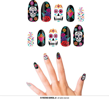 Fiestas Guirca - Catrina nagels met lijm (10 stuks)