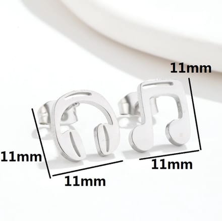 dames RVS oorknoppen met headphone-11mm-zilver