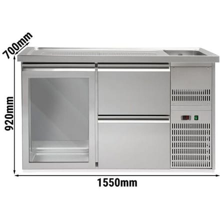 GGM Gastro Biertheke Premium PLUS - 1550x700mm - 1 Glastür & 2 Schubladen