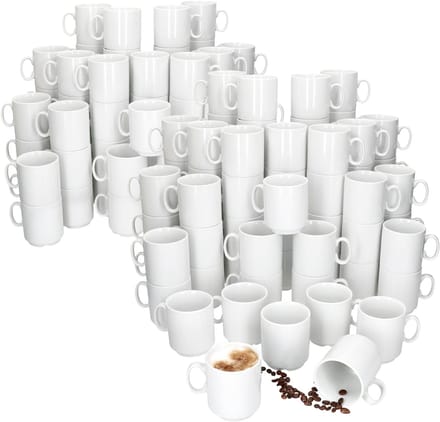 Set van 96 EVENT stapelbare koffiemokken wit porselein 250 ml