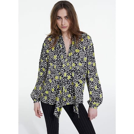 The Kooples Top Lavaliere Wild Blossom White Ecru / Yellow Größe: 36 | Blusen Outlet | Damen | Braun
