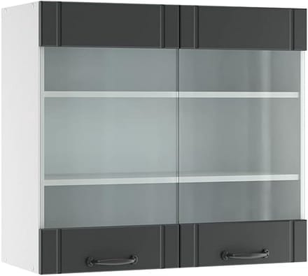 Wandkeukenkast met Glasdeuren 80 cm Antraciet en Wit
