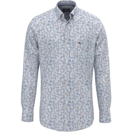 Fynch-Hatton Overhemd Allover Leaf Pattern Deep Merlot / male