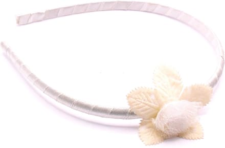 Diadeem met blaadjes crèmekleur-wit