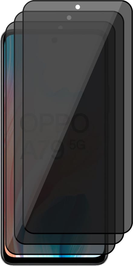 Privacy Screenprotector geschikt voor Oppo A79 - 3x Volledig Dekkend Glas Screen Protector