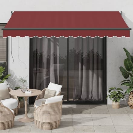 vidaXL - Luifel - handmatig - uittrekbaar - 350x250 - cm - bordeauxrood