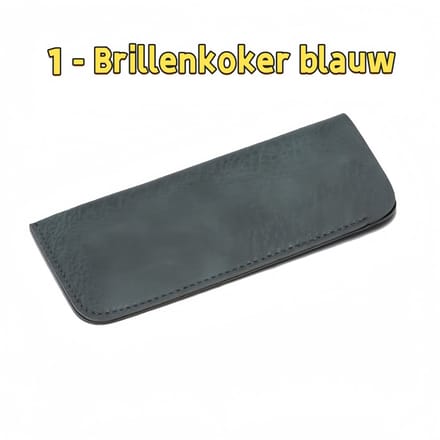 1 - Brillenkoker - Zacht leer - Waterdicht - Blauw