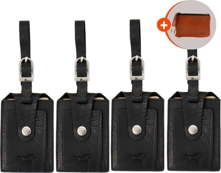 Safekeepers Kofferlabels - Bagagelabel Leer 4 stuks - Zwart