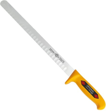 Eikaso Solingen Hammes/Zalmmes met Kuilen – 30 cm Lemmet – Semi Flexibel – Geel Heft