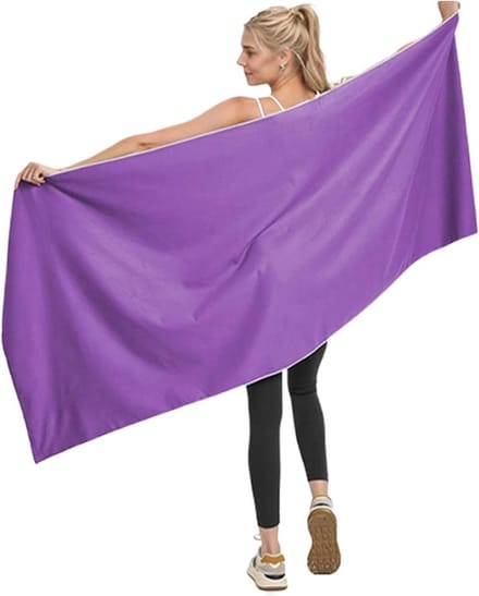 Microvezel Reishanddoek - Compacte Sporthanddoek - Actieve Levensstijl - Sneldrogend Materiaal - 76 x 152 cm - Paars
