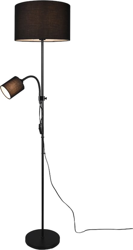 REALITY OWEN Vloerlamp - Zwart - excl. E14 / E27 - Flexibele leeslamp - Apart schakelbaar