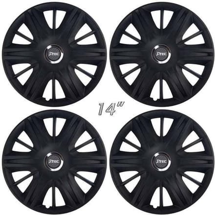 Wieldoppen MAXIM-B 14 inch zwart/chroom ring. Set a 4 stuks in doos (a.u.b. tekst lezen!)