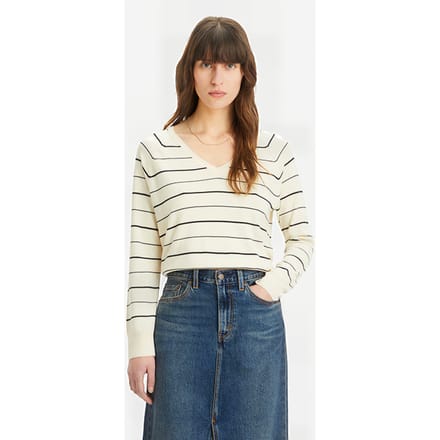 Levi's Petal Vneck Sweater Olympic Stripe White Taglia: M | Maglioni a maglia Outlet | Donna | Bianco