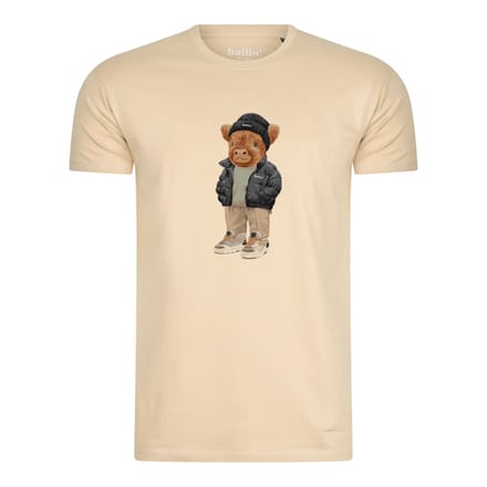 Heren Tee SS met Ballin Est. 2013 Cool Cow Tee Print - Beige - Maat XL