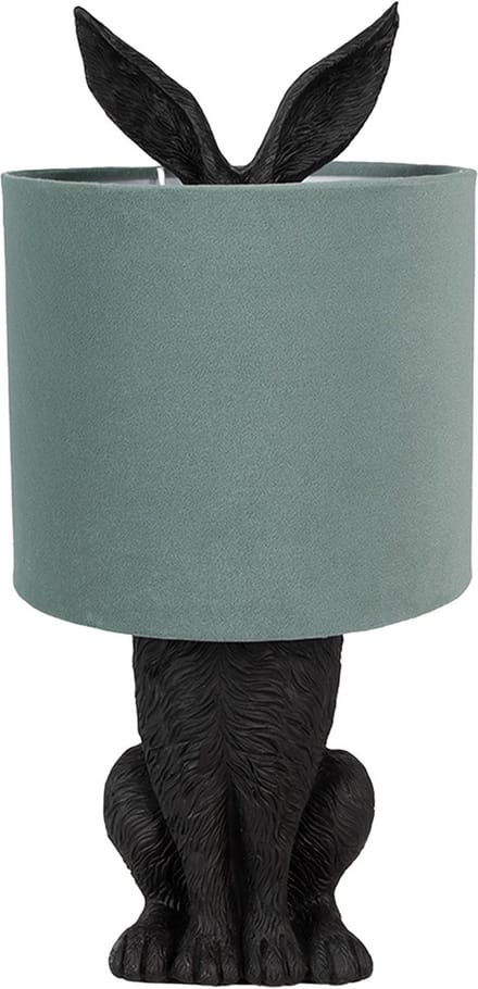 Clayre & Eef Tafellamp Konijn Ø 20x43 cm Zwart Groen Kunststof