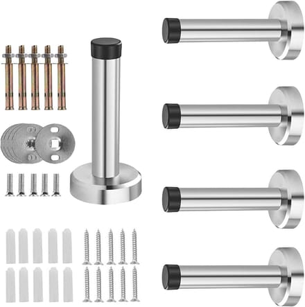 Famanu – RVS safety deurstopper set 5 stuks – wandgemonteerde rubber buffer – incl. schroeven en gip