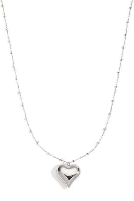 Bijoutheek Collier Lang Balletjes Bol Hart Zilver