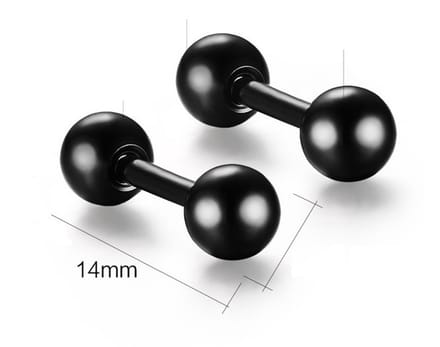 Stalen Stud Oorbellen - Dubbele Bol – Zwart