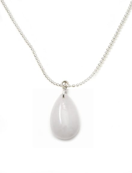 IbizaMen - Heren - ketting - ballchain - rvs - edelsteen - melk - quartz - drop